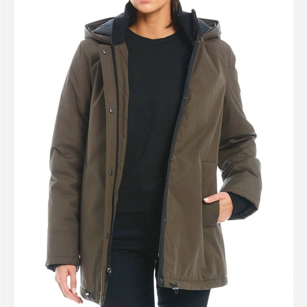 Ugg Bernice parka NWT olive green black interior & black fur on hood